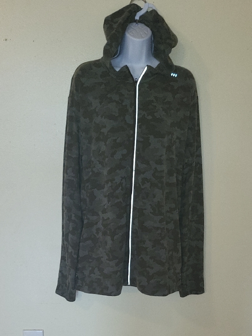 Camo Hooded Zip-Up Jacket - Olive Green